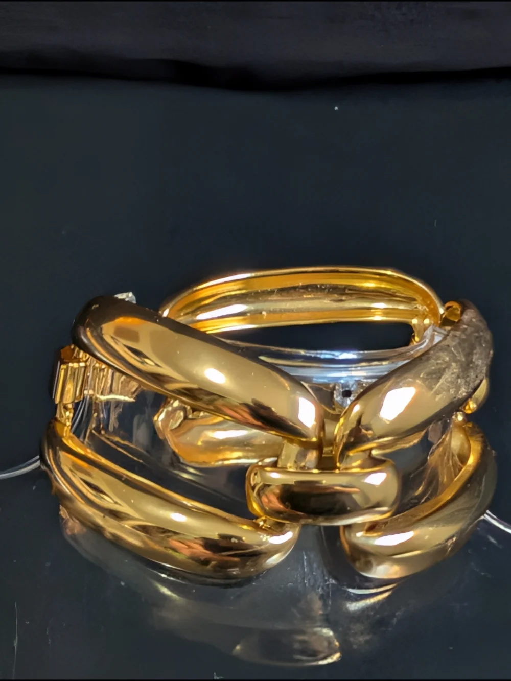 J Crew Golden Metallic Linked Chain Cuff Bracelet - Women Jewelry